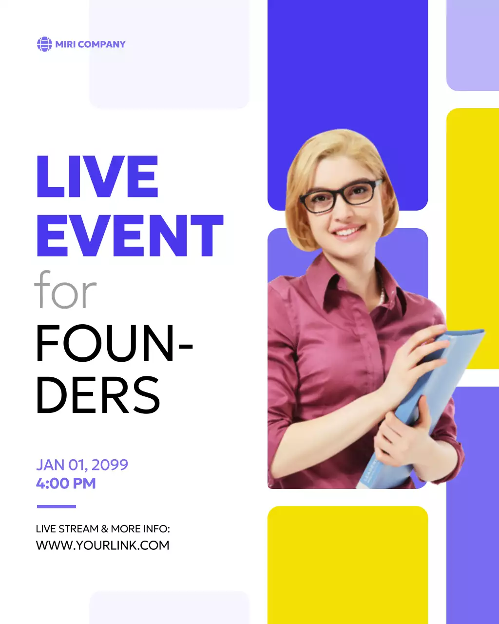 Purple modern business announcement