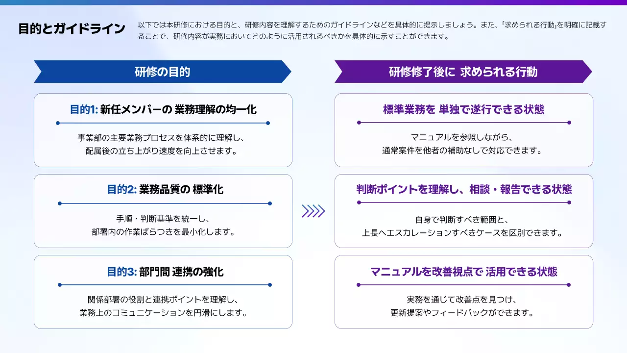 青 モダン ガイドライン テンプレート