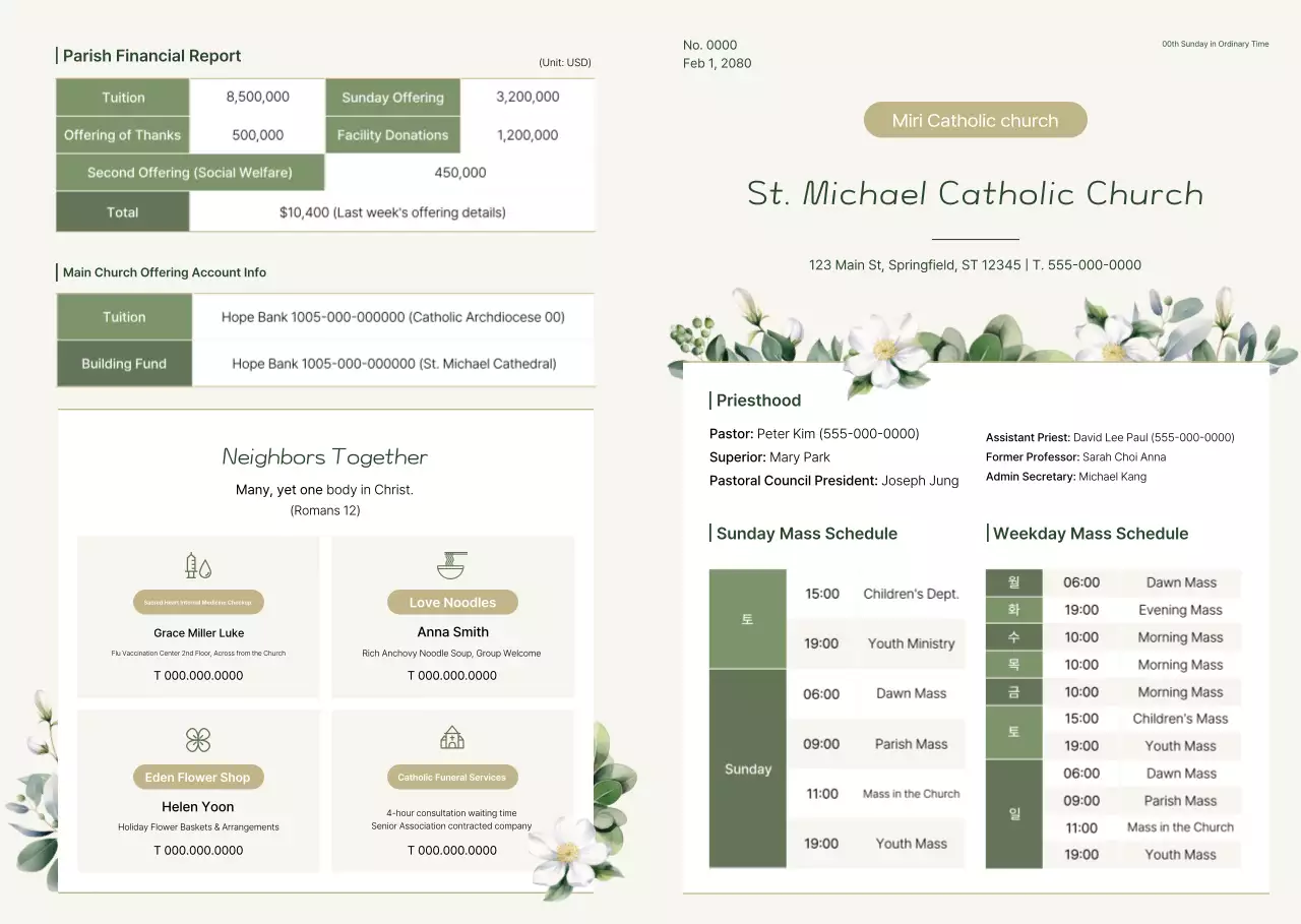 Beige Simple Catholic Bulletin