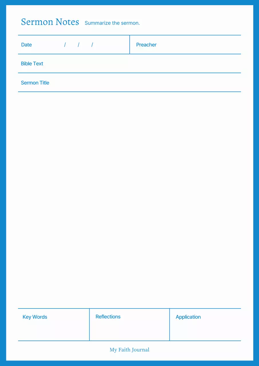 Nhật ký đức tin tối giản màu xanh da trời