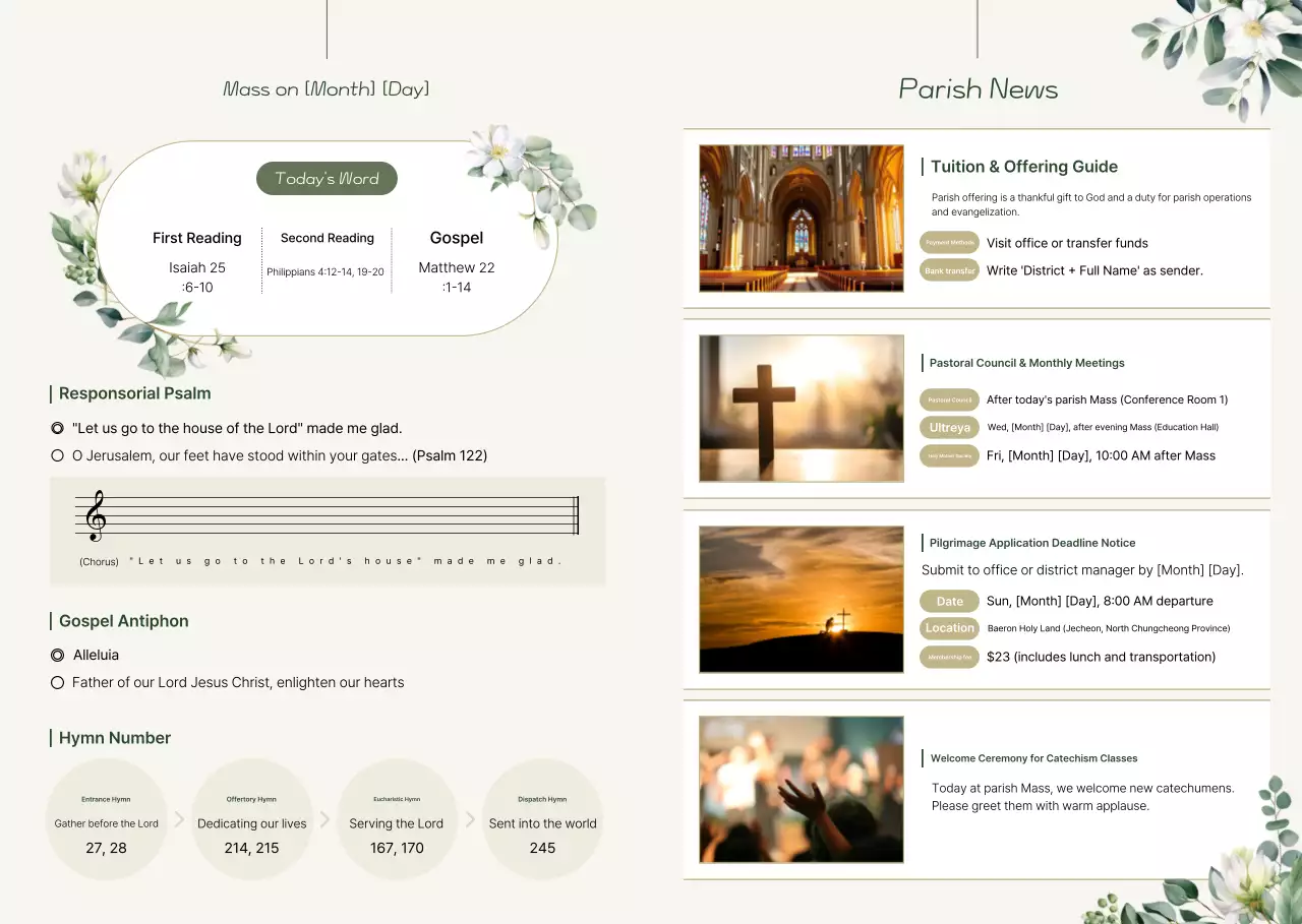 Beige Simple Catholic Bulletin