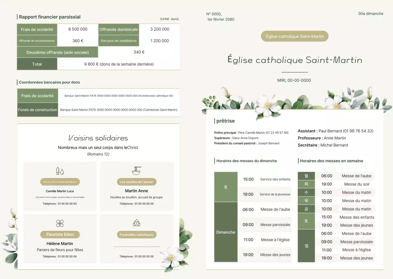 Bulletin catholique simple beige