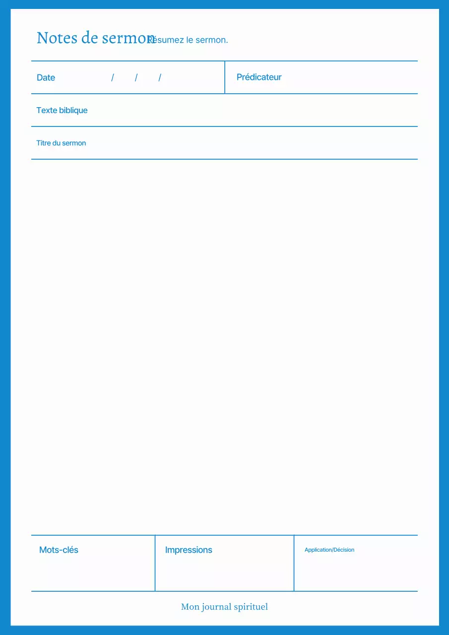 Journal intime minimaliste bleu ciel