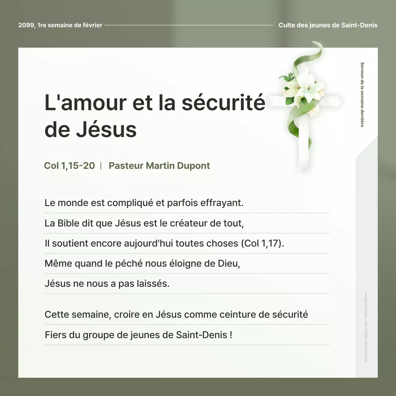 Guide de culte simple kaki