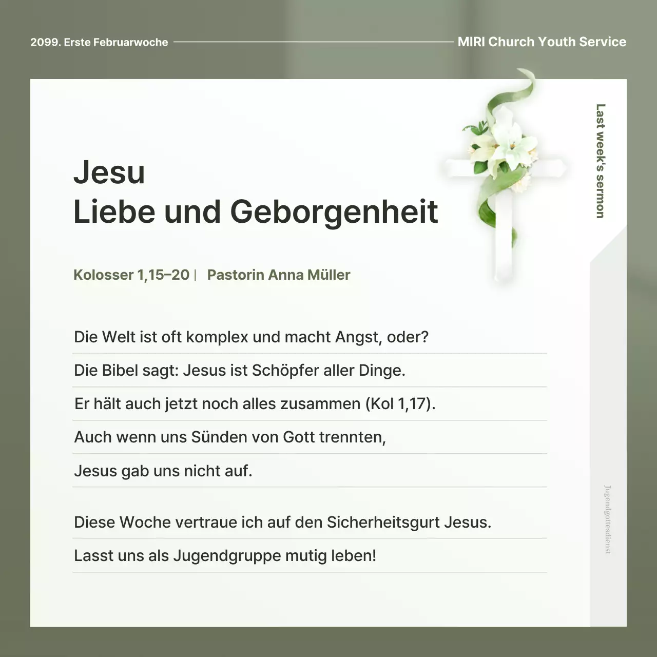 Khaki Einfacher Gottesdienstleitfaden