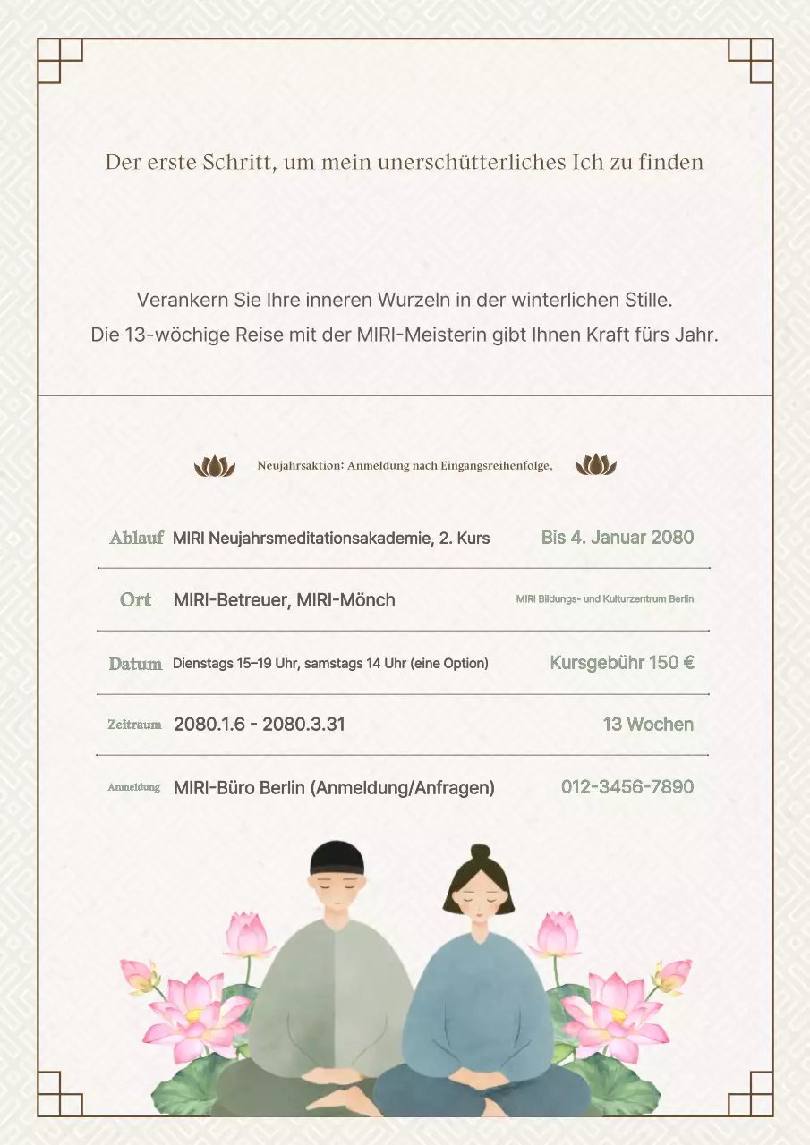 Geführte traditionelle buddhistische Meditationskurse in Beige