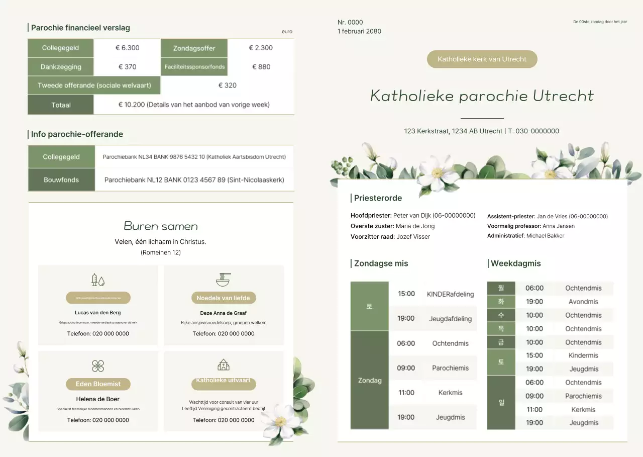 Beige Eenvoudig Katholiek Bulletin