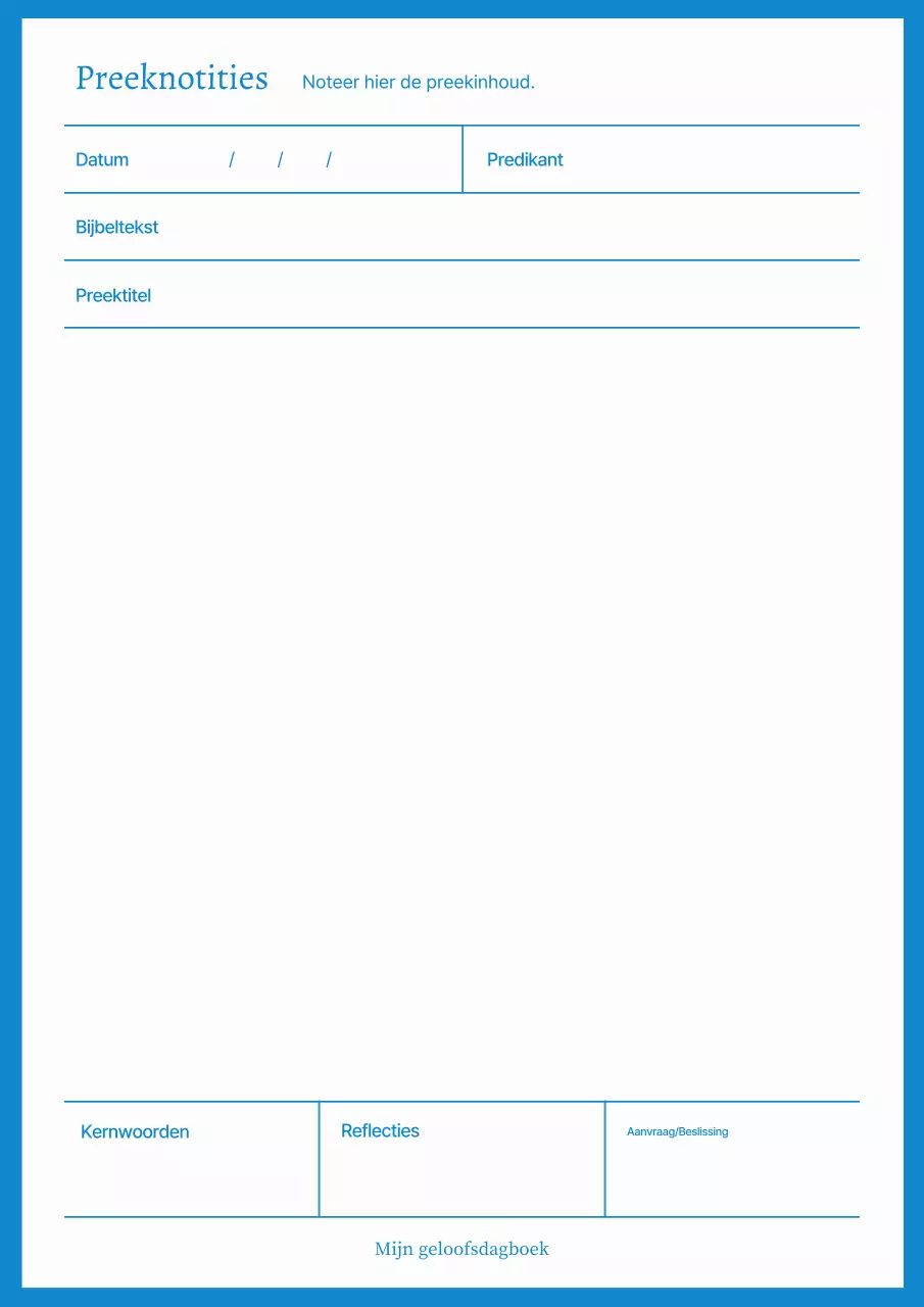 Hemelsblauw Minimalistisch Geloofsdagboek