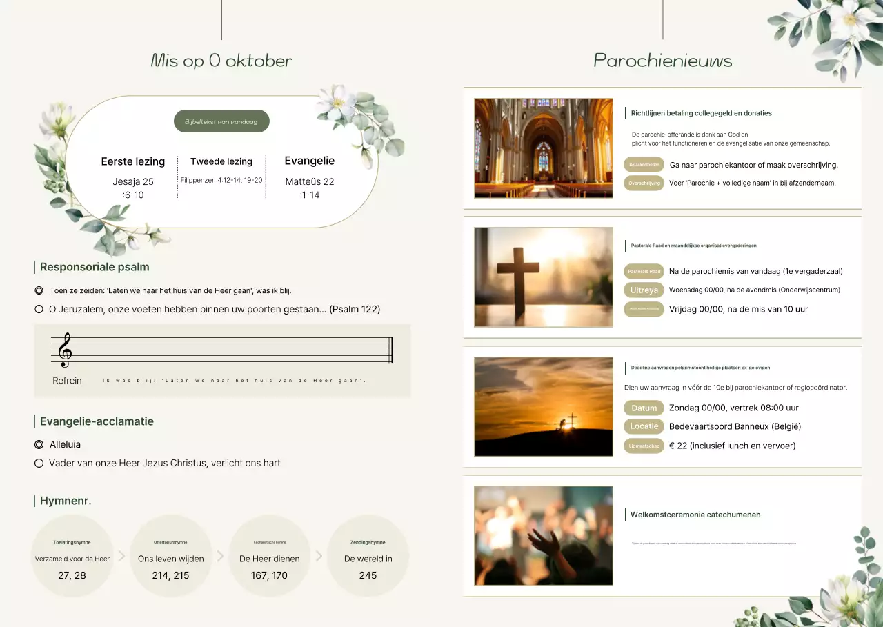 Beige Eenvoudig Katholiek Bulletin