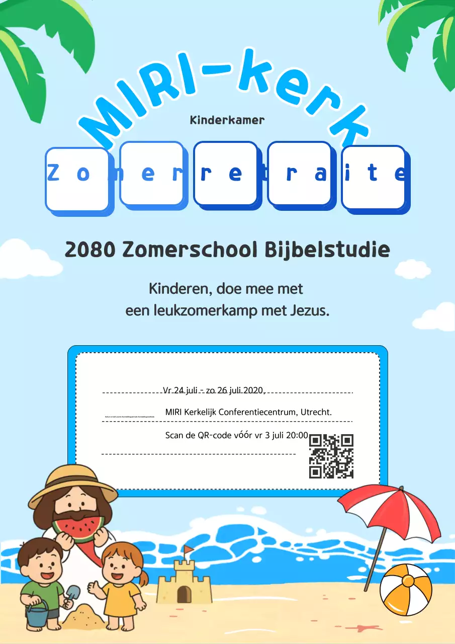 Informatie over het schattige, hemelsblauwe christelijke zomerverblijf voor kinderen.