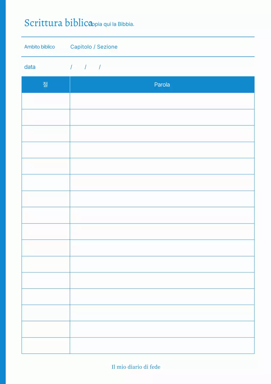 Diario della fede minimalista blu cielo