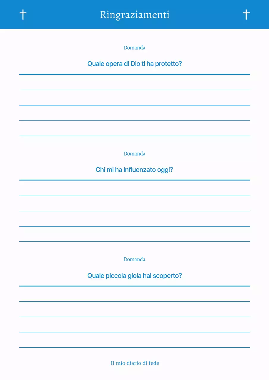 Diario della fede minimalista blu cielo