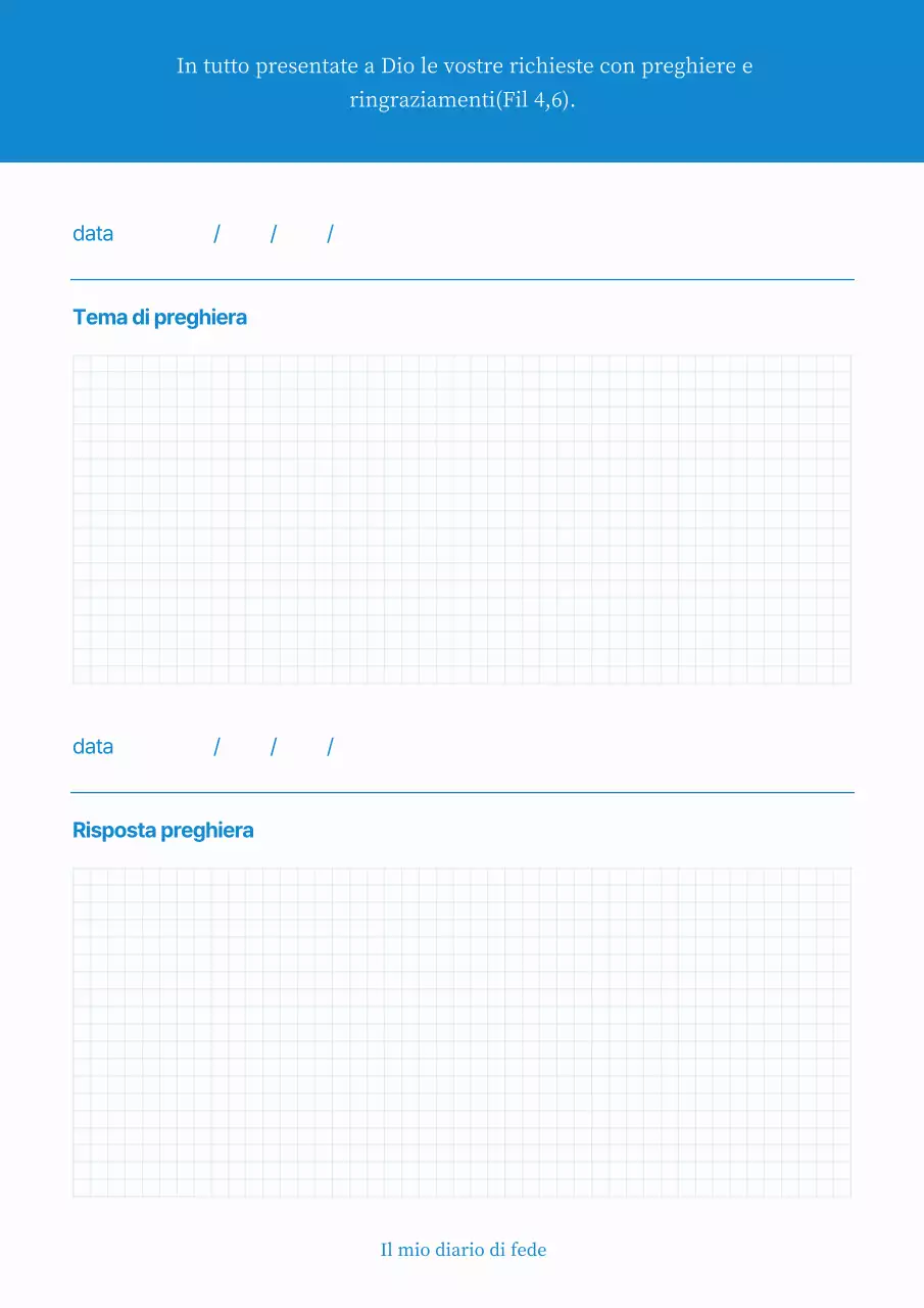 Diario della fede minimalista blu cielo