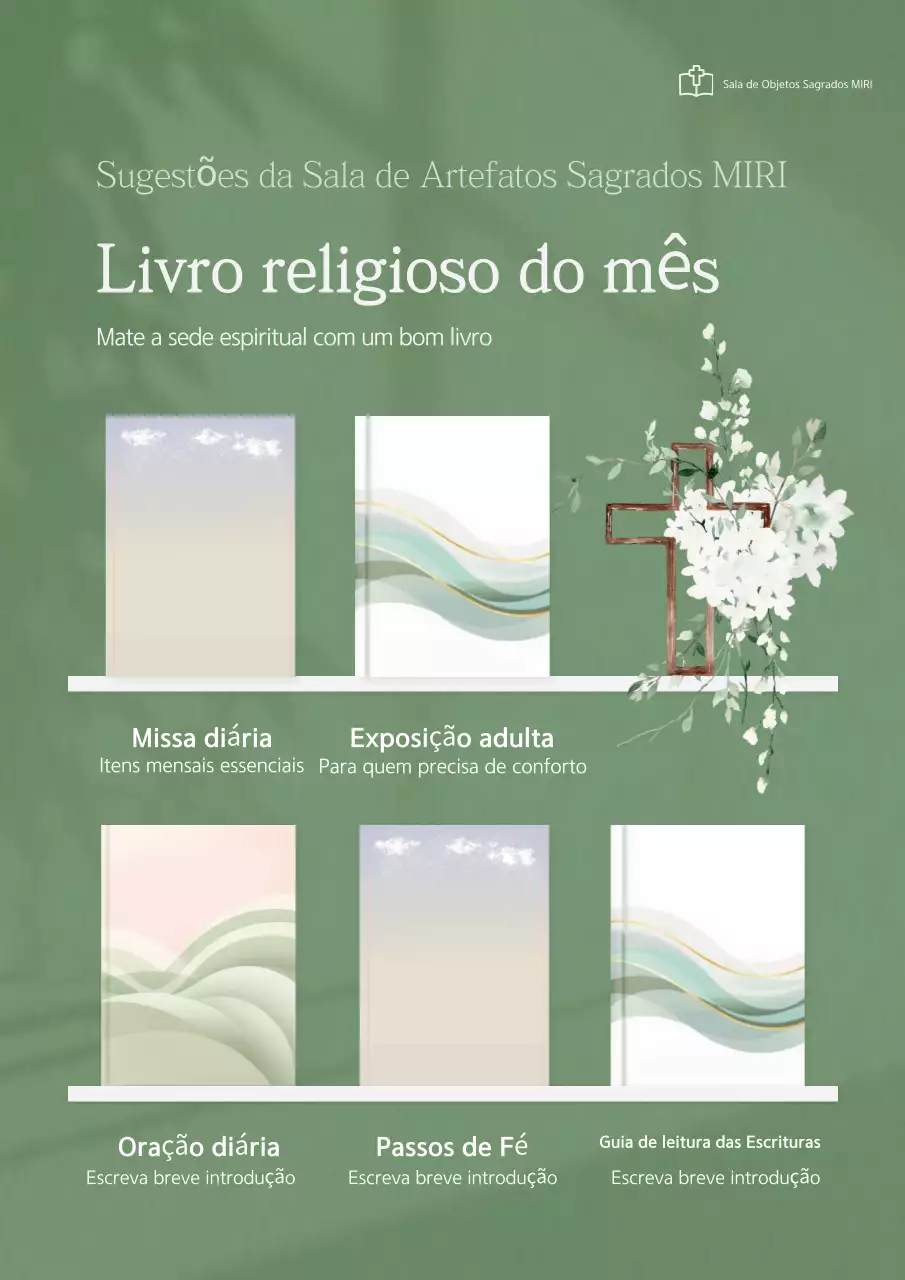 Promoção de Livros Religiosos Minimalistas Verdes