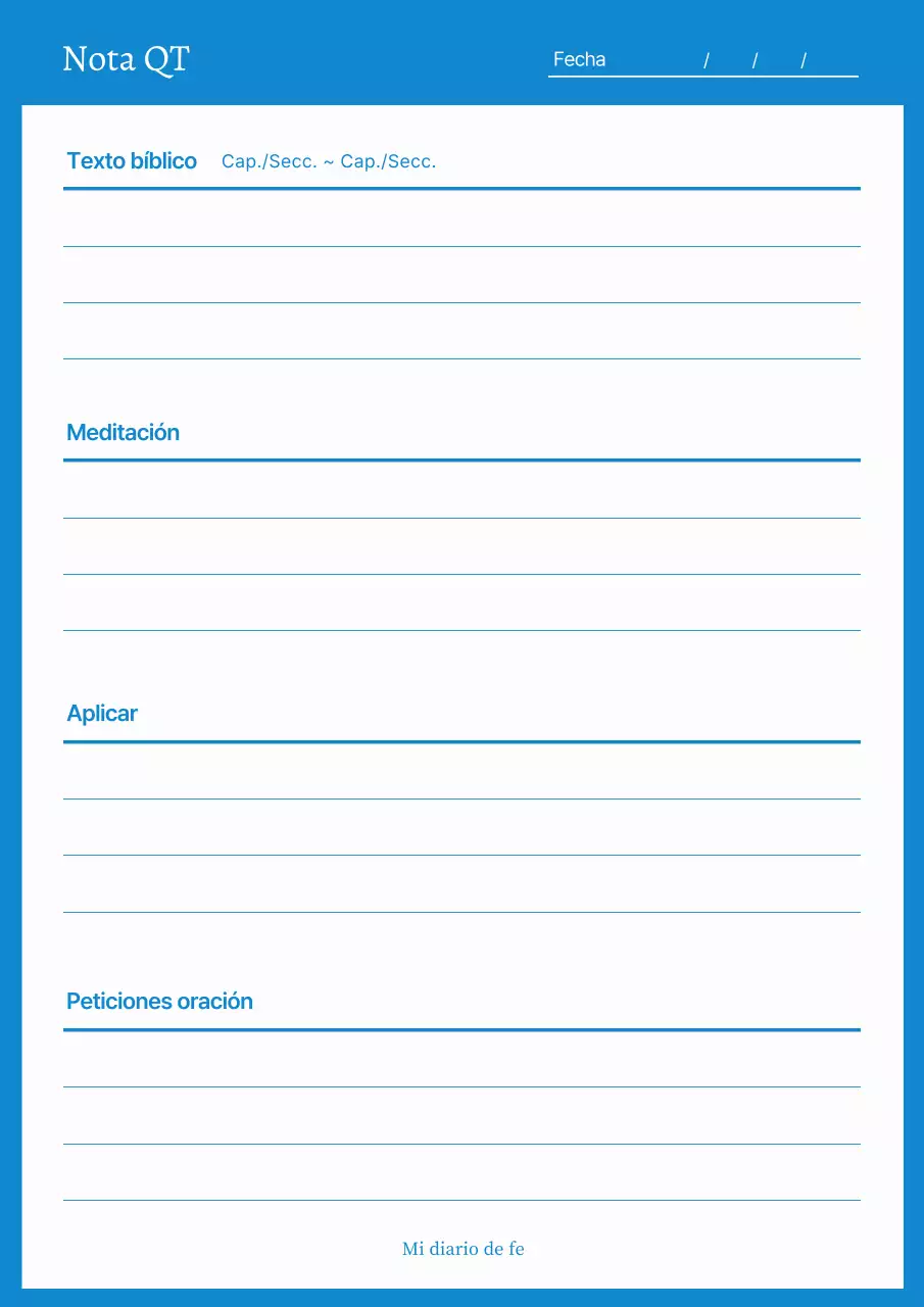 Diario de fe minimalista azul cielo