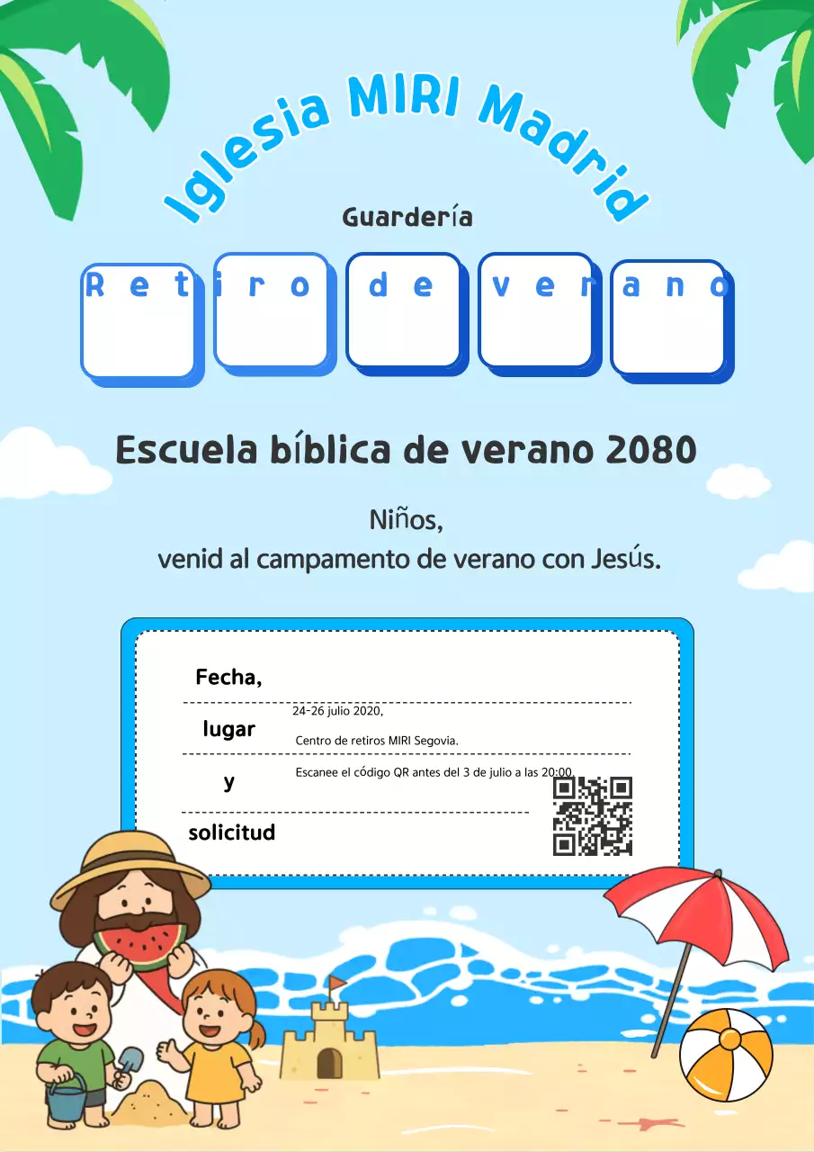 Información sobre el lindo y celeste retiro de verano cristiano para niños.