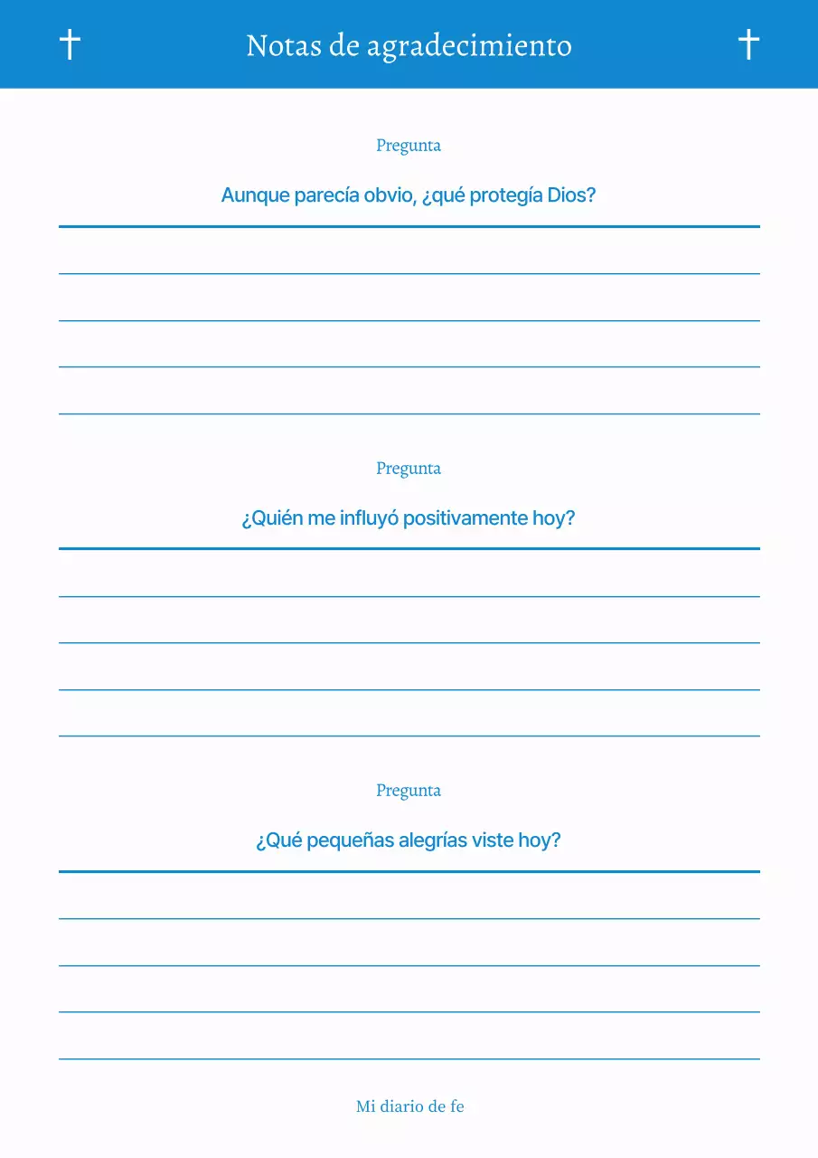 Diario de fe minimalista azul cielo