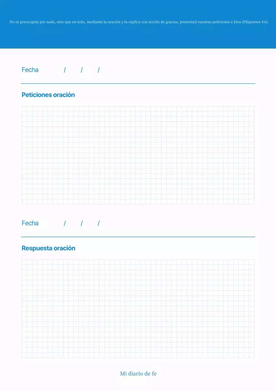 Diario de fe minimalista azul cielo