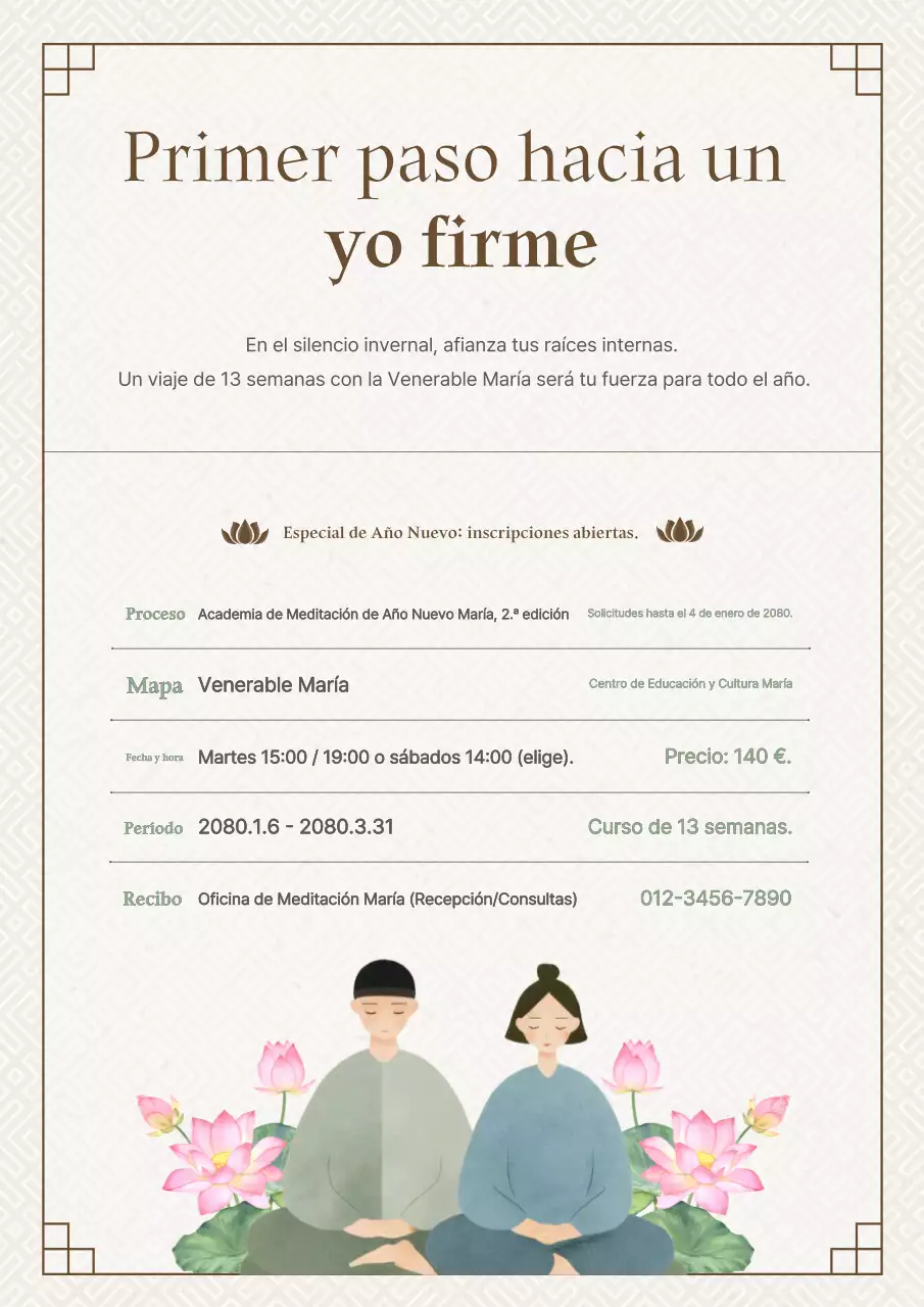 Clases guiadas de meditación budista tradicional en Beige