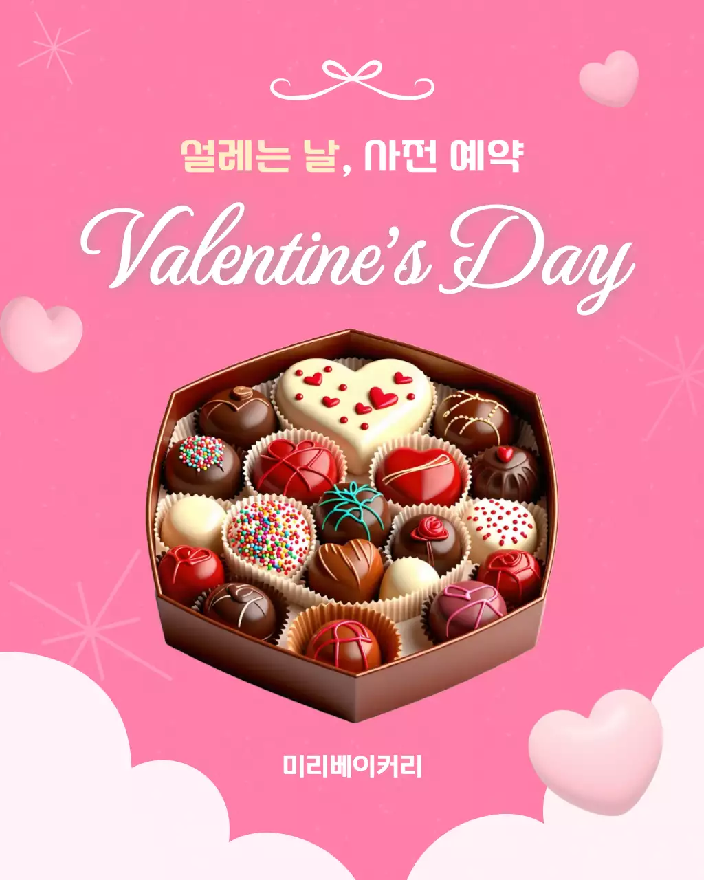 핑크 반짝이는 발렌타인 행사 안내