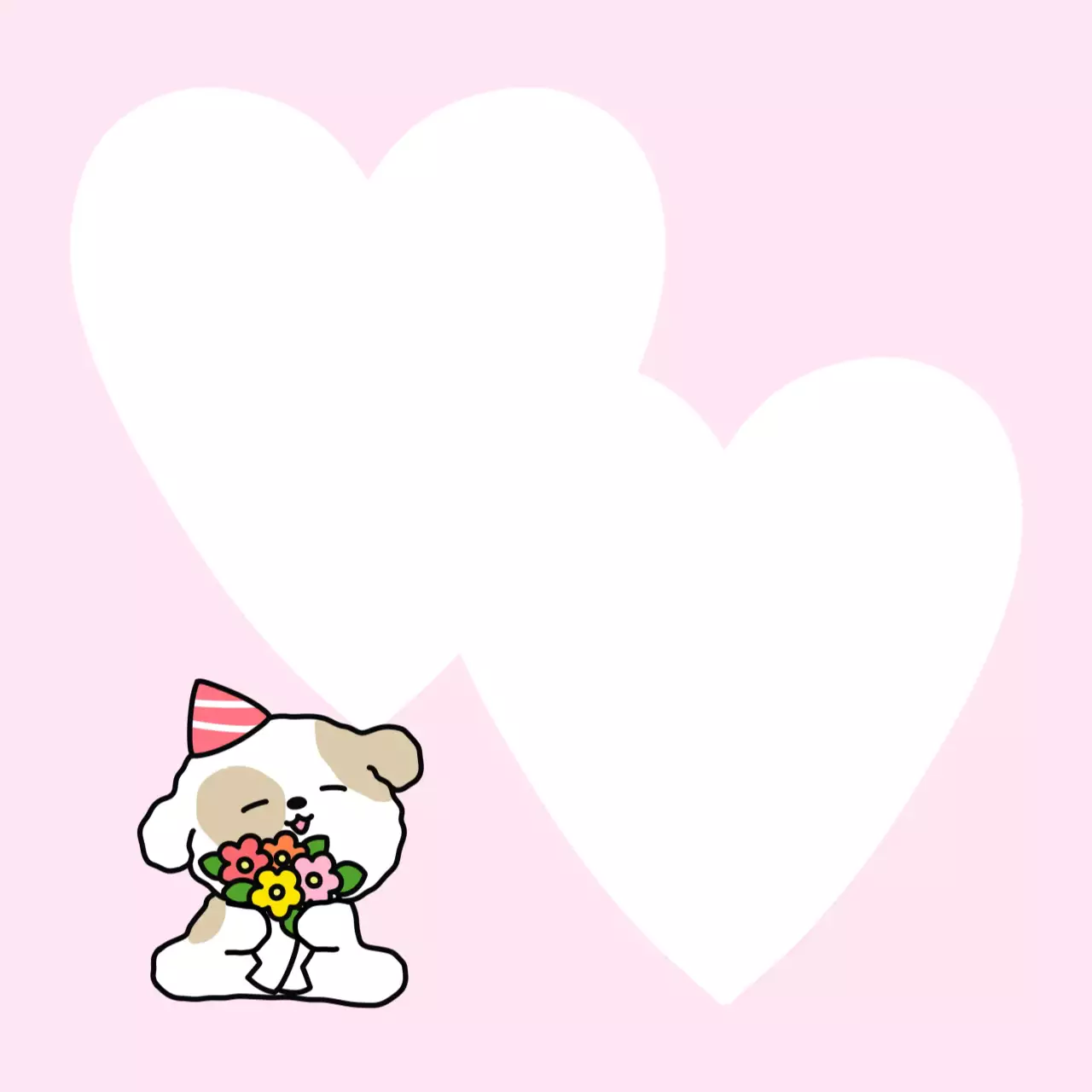 핑크색 아기자기한 강아지 축하