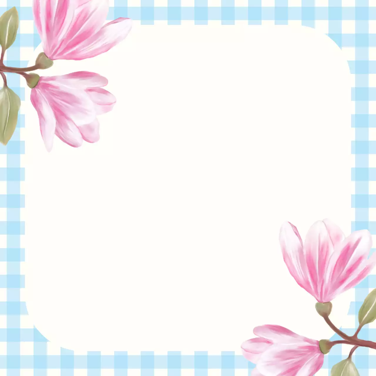 Desain alat tulis bergambar bunga magnolia merah muda