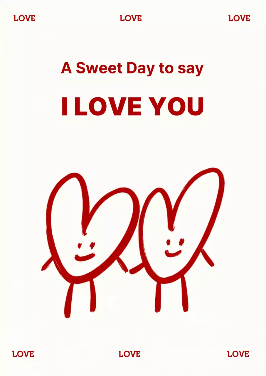 빨강 심플 하트캐릭터