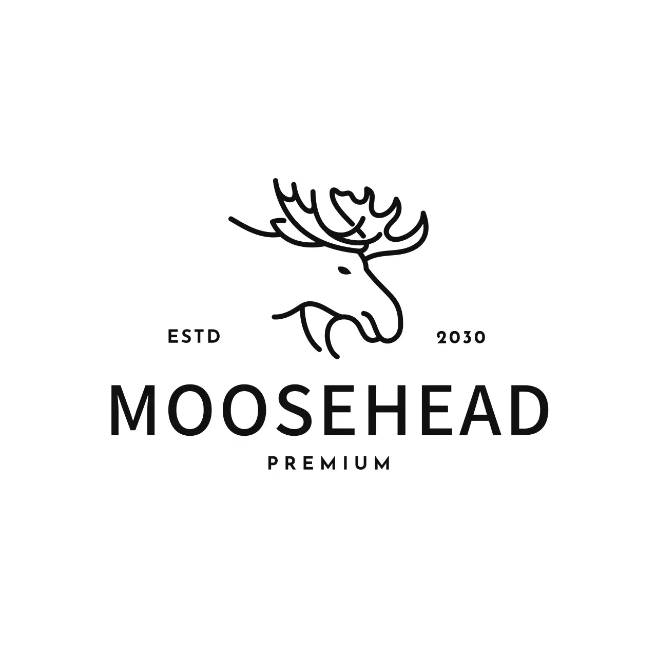 Hình đầu nai sừng tấm đen đơn giản dùng cho nhận diện thương hiệu.