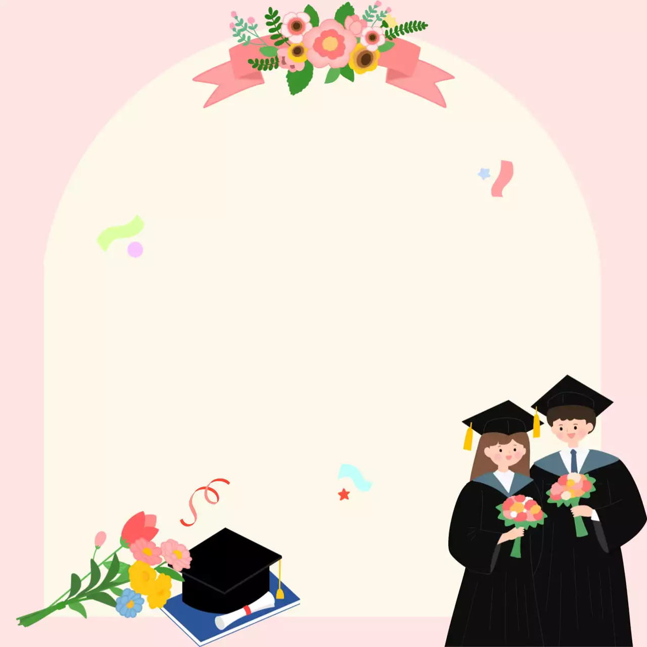 핑크 아기자기한 졸업 기념