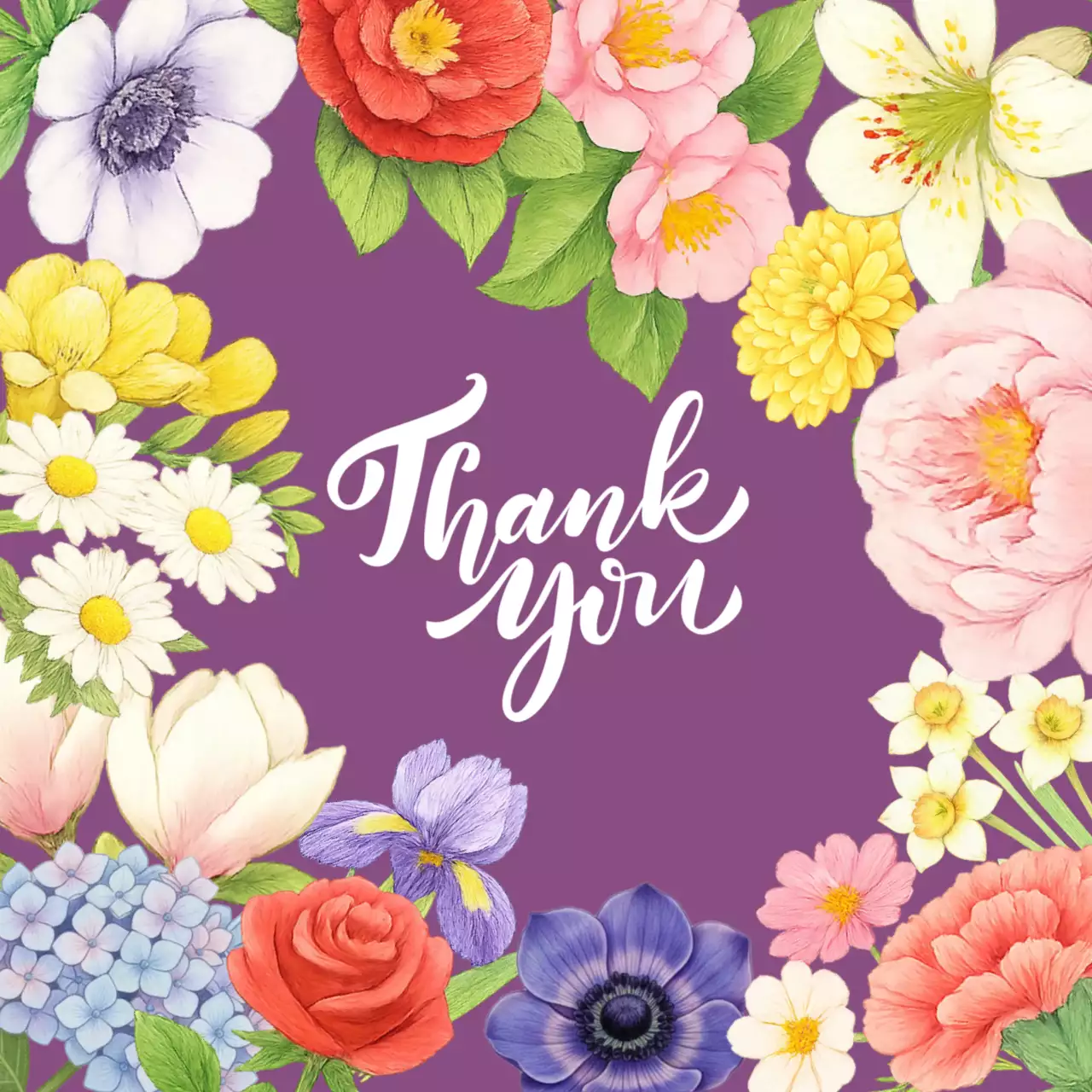보라 아기자기한 플라워 감사 엽서