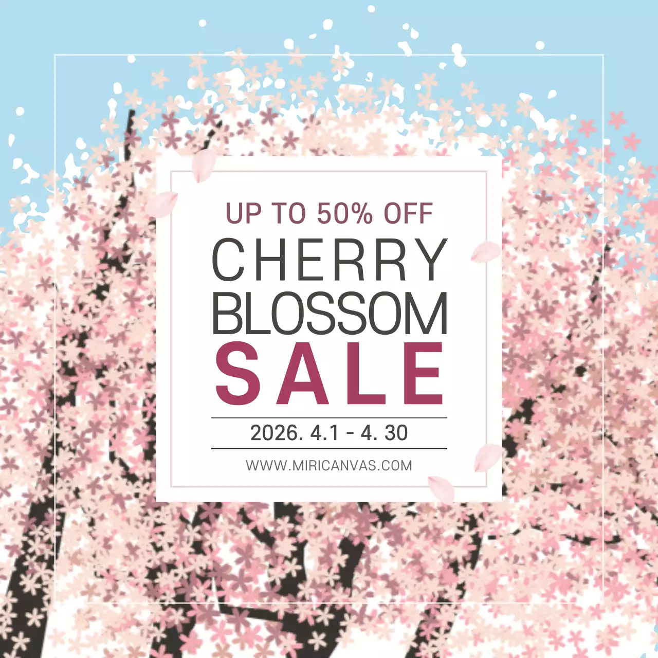 핑크 심플 벚꽃 할인행사