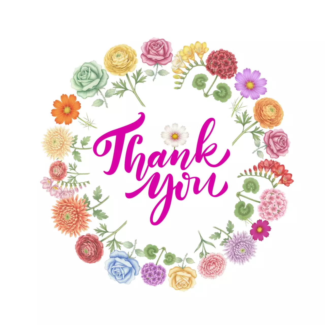 무지개 빛 다양한 꽃송이 감사 엽서