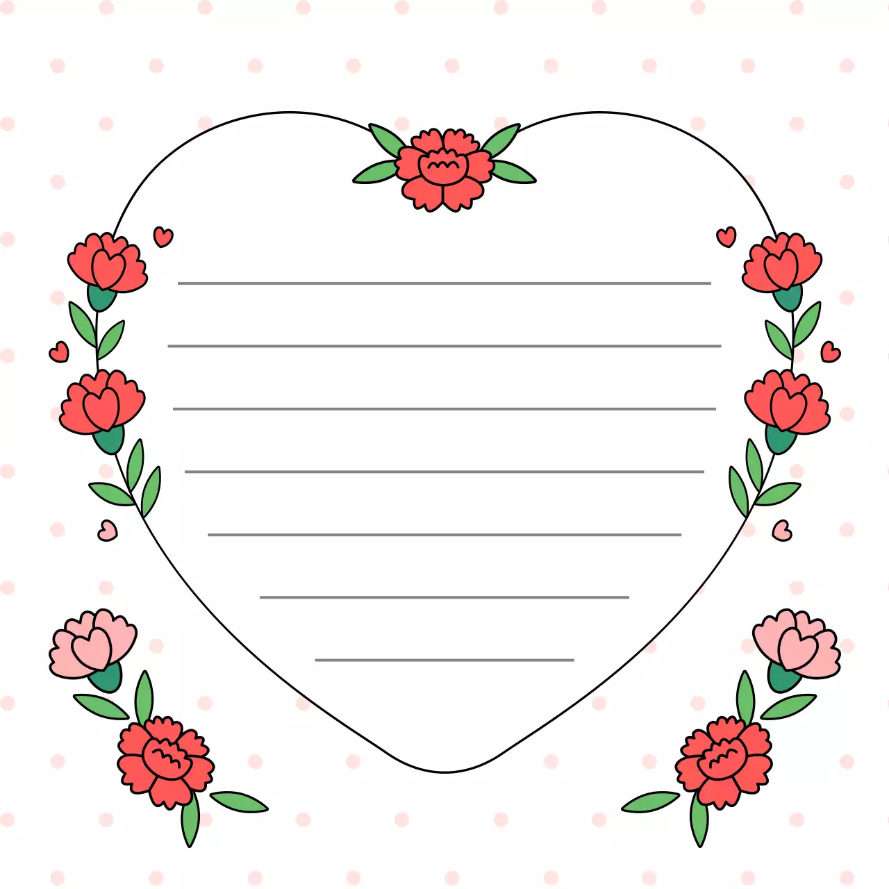 빨강 아기자기한 카네이션 편지