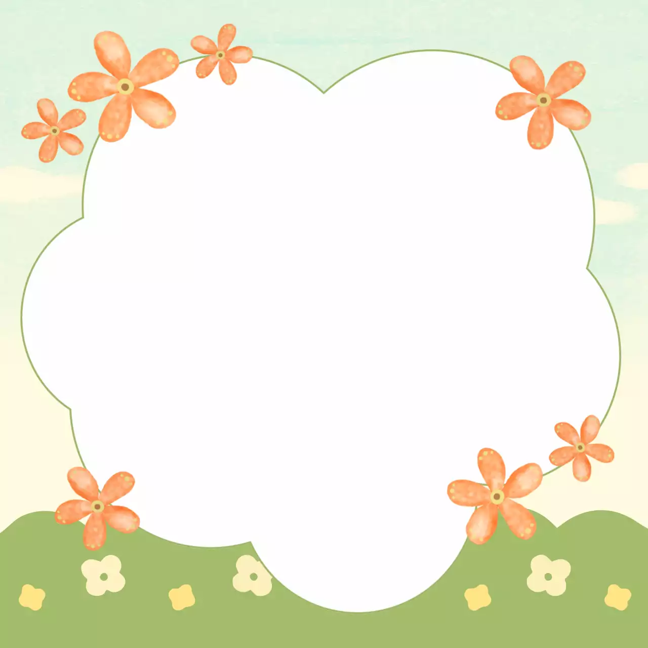 연두색 아기자기한 봄꽃 장식 미니 노트