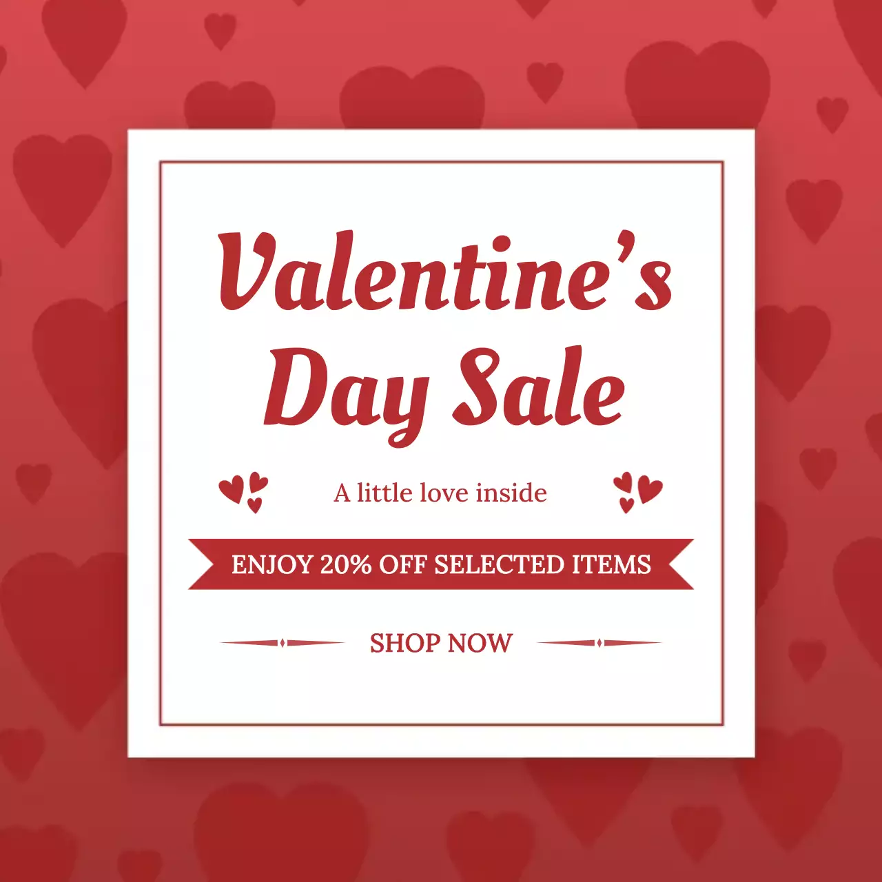 빨강 심플 발렌타인데이 할인 행사