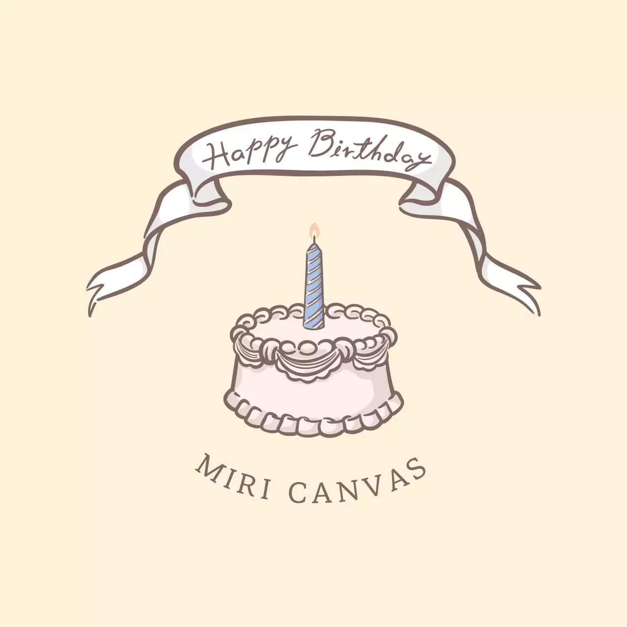 베이지 심플 생일 축하