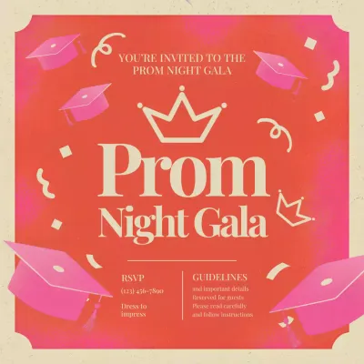 Red Retro Prom Invitation Instagram Post