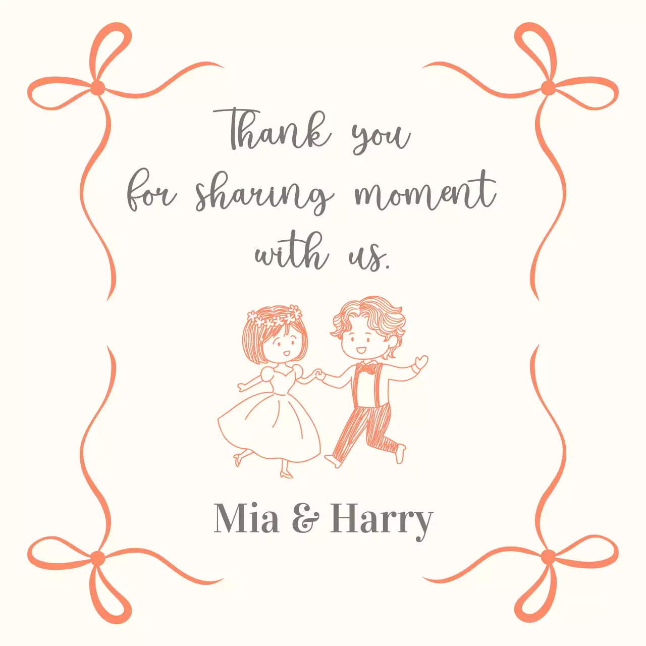 신랑 신부가 있는 귀여운 리본 장식 코너