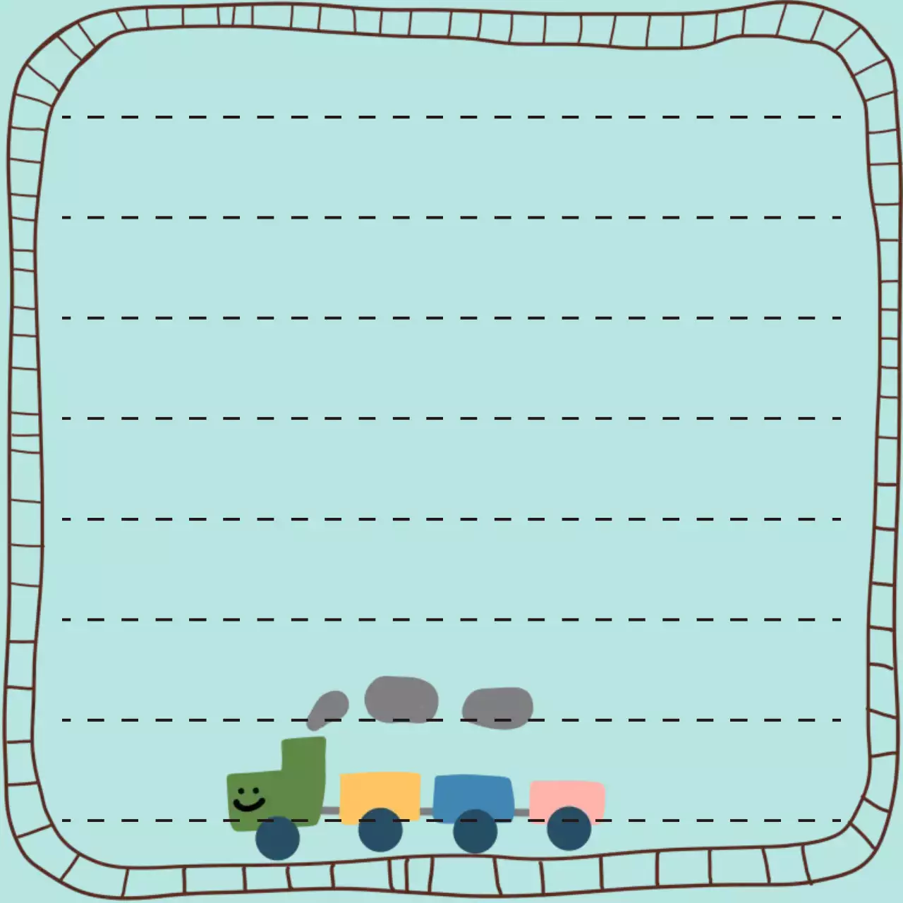 하늘색 아기자기한 기차 문구