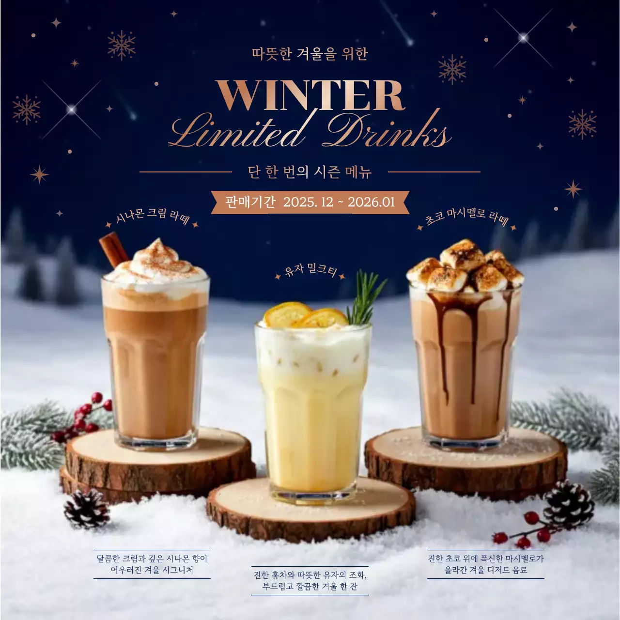 네이비 모던 겨울 메뉴 홍보
