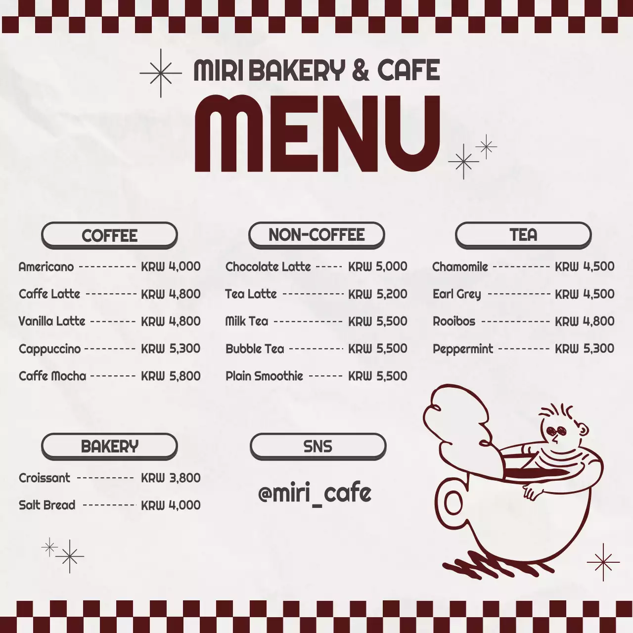 빨강 빈티지 카페 메뉴판