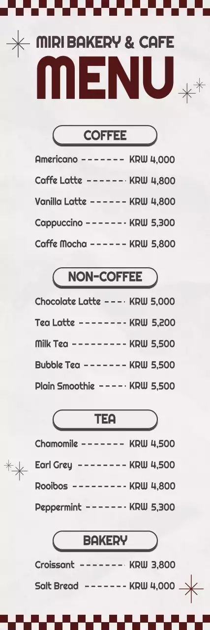 빨강 빈티지 카페 메뉴판