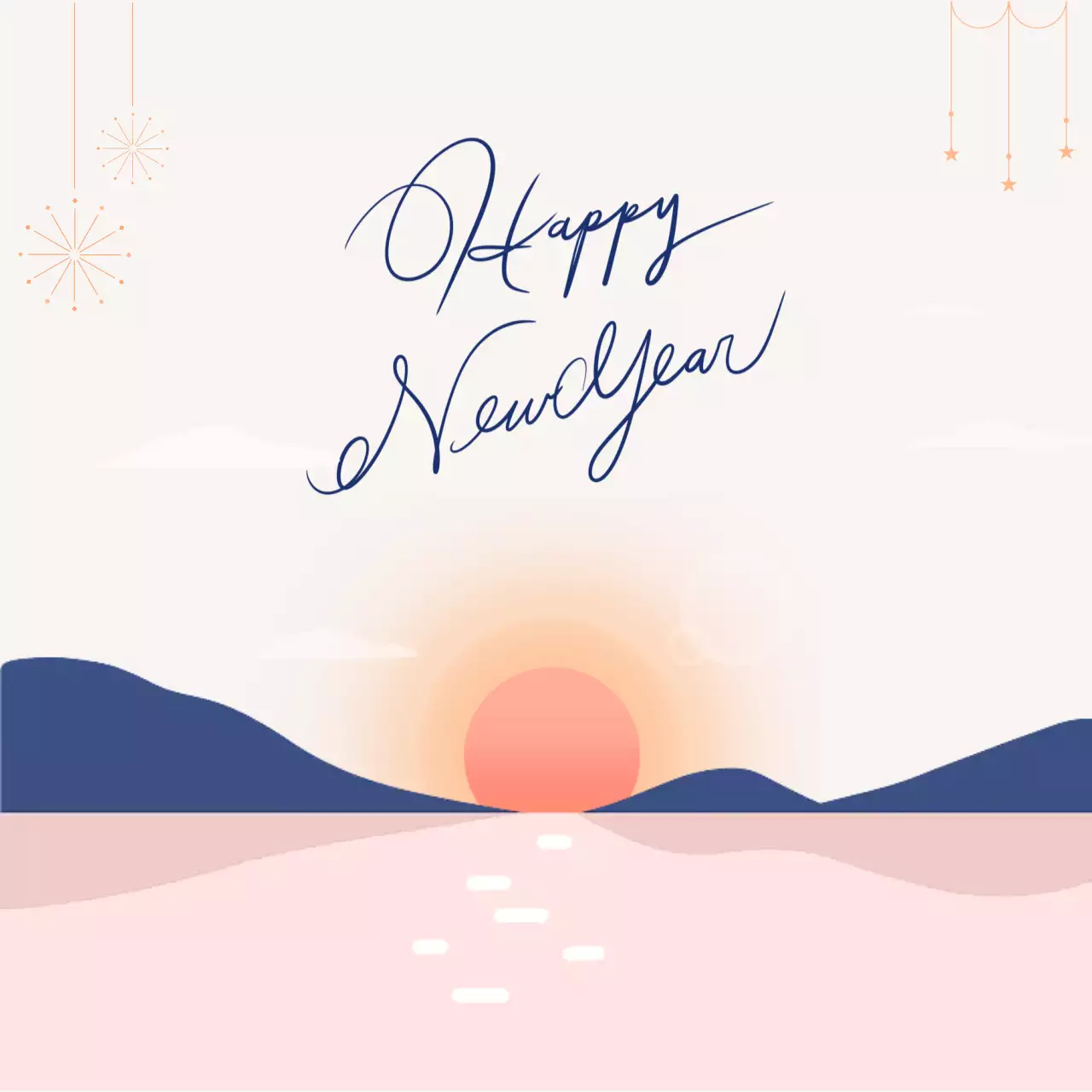베이지 미니멀 새해 인사