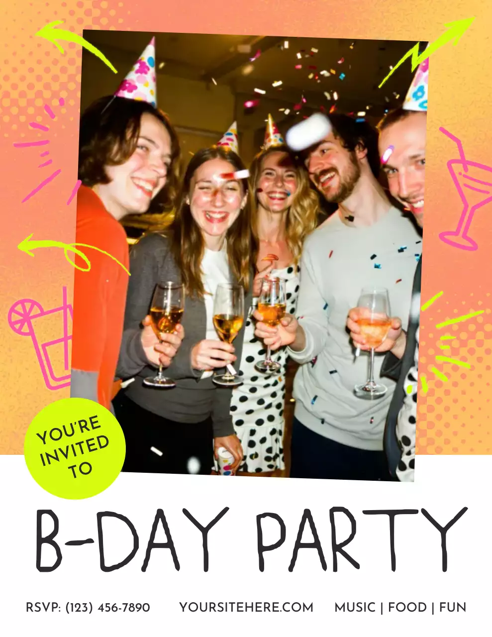 다채롭고 트렌디한 파티 초대 포스터