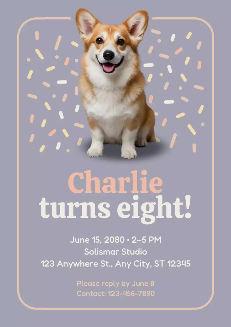 보라색의 장난기 넘치는 생일 초대 포스터