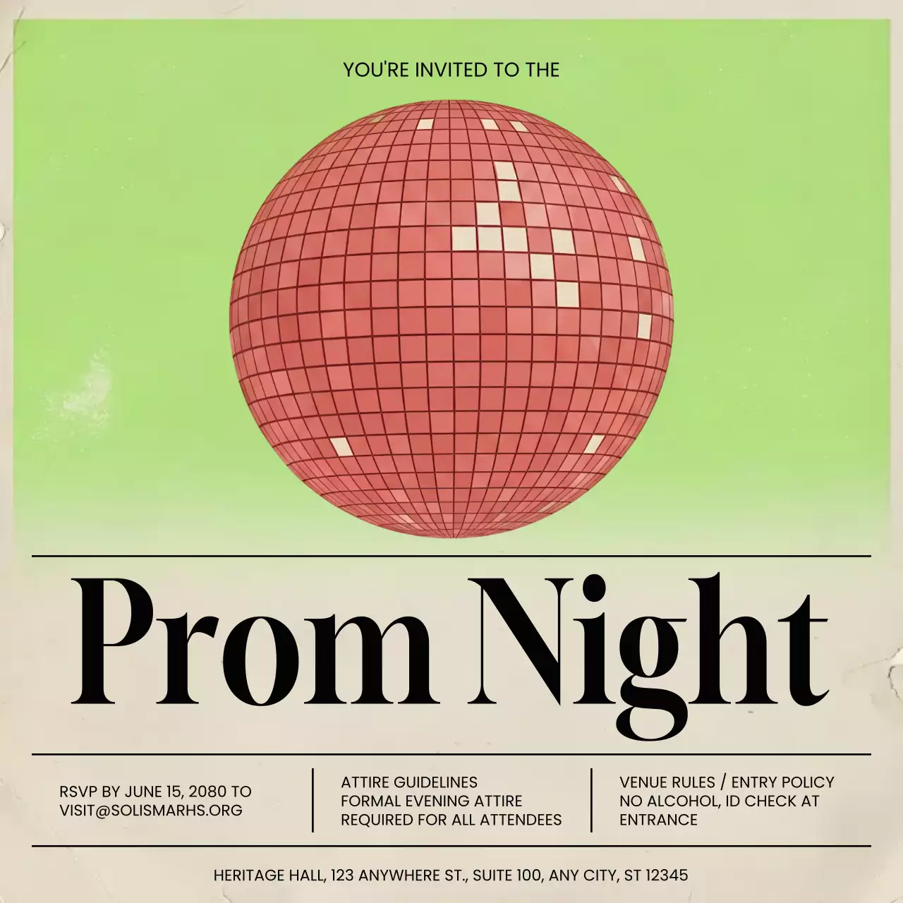 Undangan Prom Retro Hijau (Unggahan Instagram)