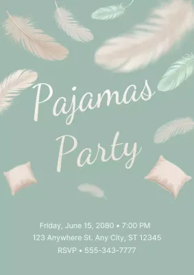 Mint Playful Sleepover Invitation Poster