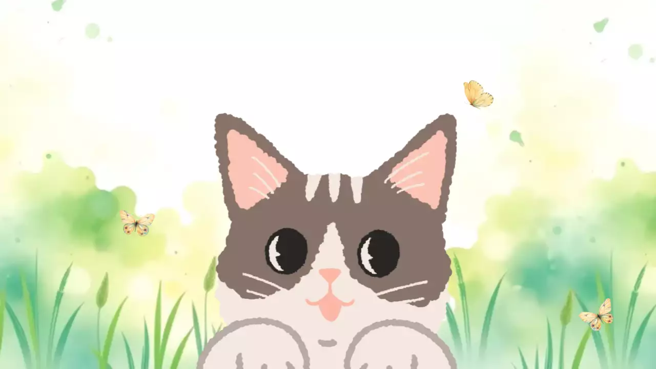 잔디밭에서 뛰어노는 귀여운 고양이 동물 스티커