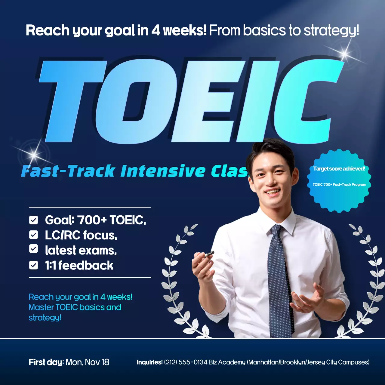 Promosi Pendidikan Bahasa Inggris Modern Biru