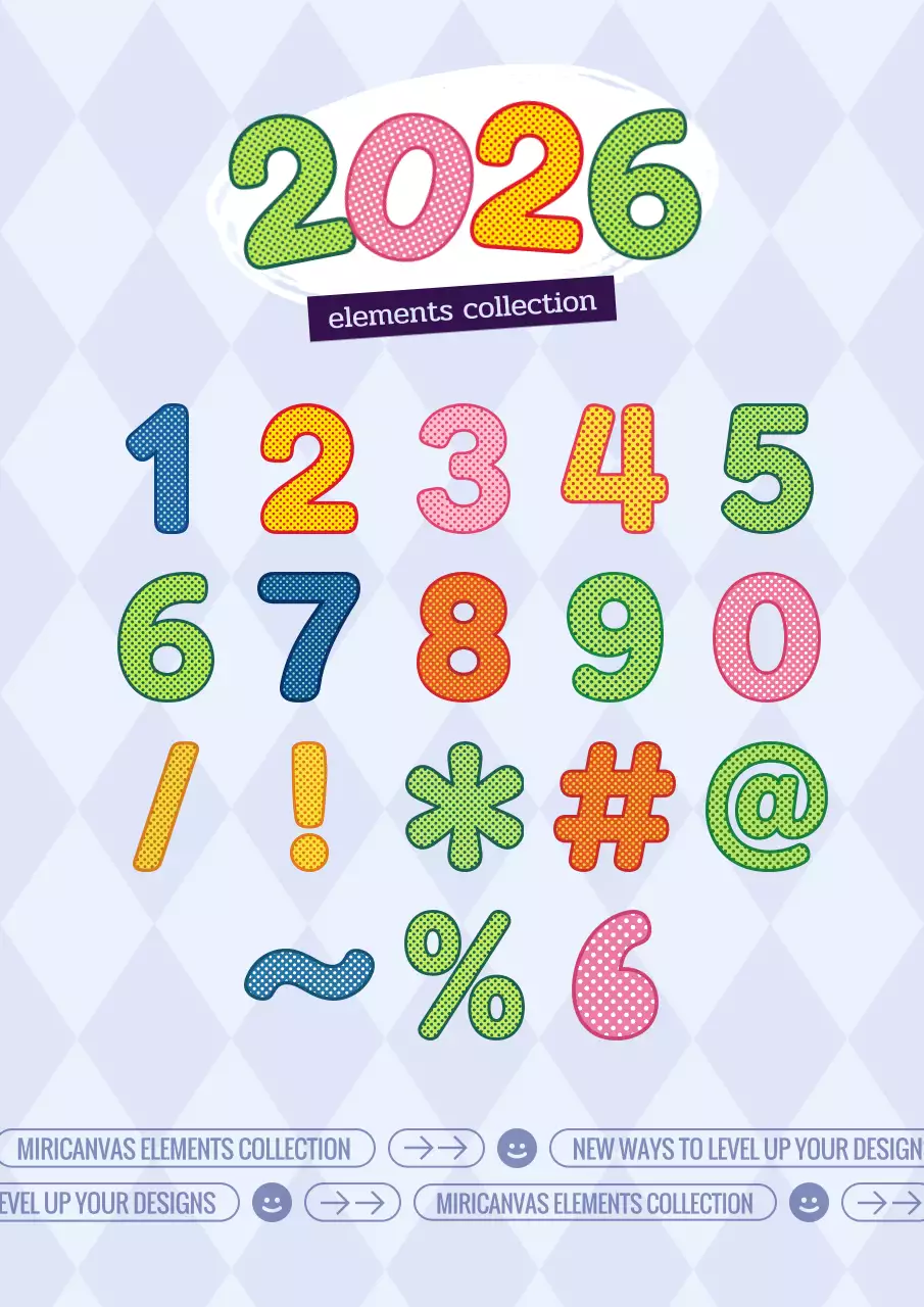 다채로운 하프톤 숫자 팩